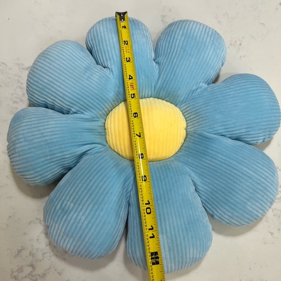 Blue Flower Pillow with Yellow Center - Picture 4 of 4